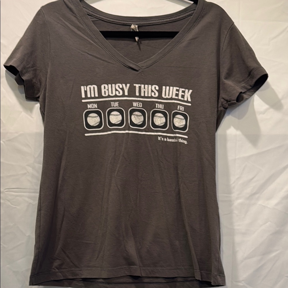 Baseball Mom Gray Fitted Short‎ Sleeve T-Shirt with Scoop Neck
